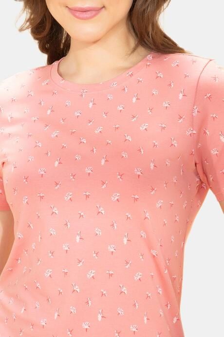 Amante Scoop Neck Sleep Tee - Coral Floral Print — image 4